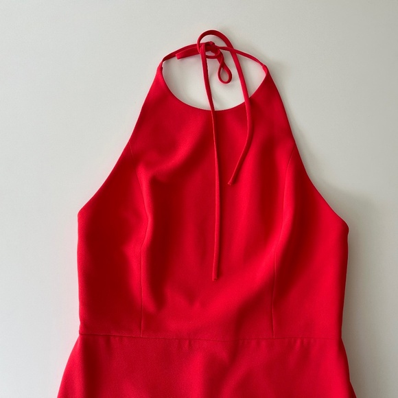 Alice + Olivia Kristy High Low Halter Dress Bright Poppy Red Size 8 - Picture 4 of 11